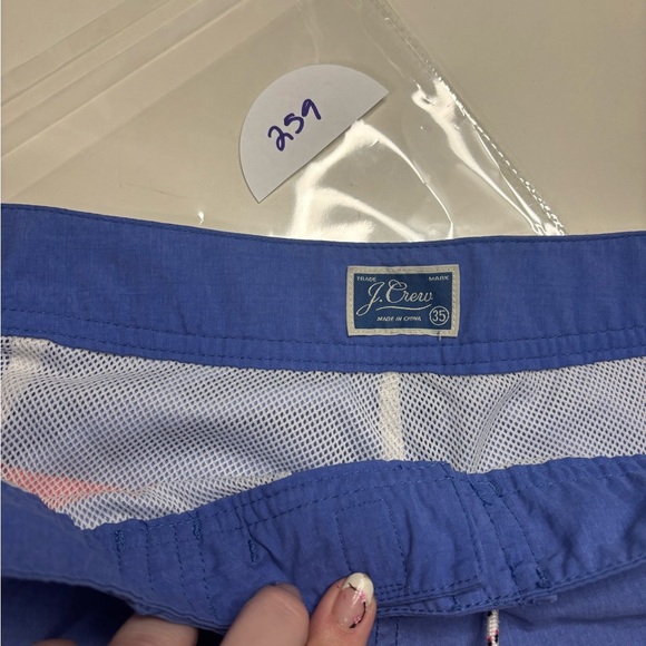 J.Crew Mens Long board shorts 9" Swim Trunks Lined Size 35 Blue White Beach - Picture 5 of 7